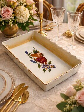 Lomgaberger Company Beautiful 14" x 9" Golden Napa Orchard Fruit Baking Dish